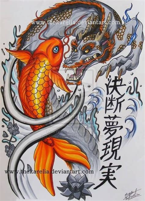 32 best Dragon Koi Fish Tattoos images on Pinterest | Dragon koi fish ...