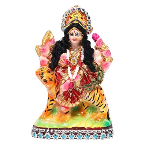 KSI Eco-Friendly Durga maa Idol Goddess Nav Durga MATA Statue Devi Sherawali MATA Murti for Puja ...