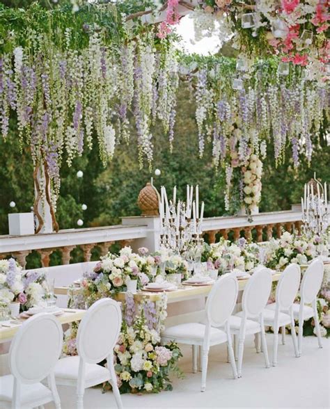 Capri wedding Italy white pink blush wisteria hanging luxury decor dinner | Wisteria wedding ...