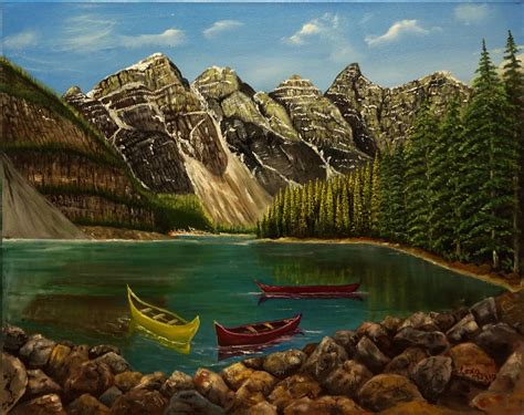 Landscape Oil Painting of summer at Moraine Lake — LexaartWorld