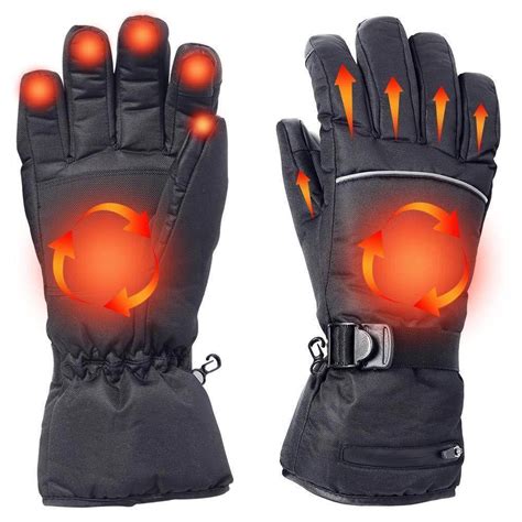 Battery/USB Rechargeable Heated Gloves Waterproof Touchscreen Gloves E ...