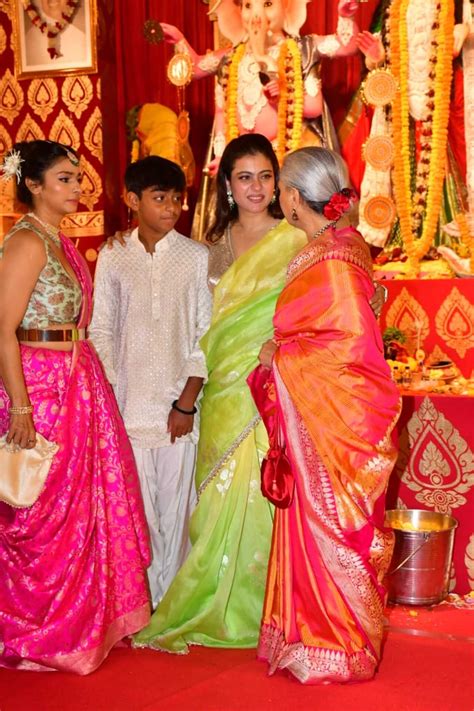 Durga Puja 2023: Kajol-Tanishaa pose with mom Tanuja at pandal; Jaya ...