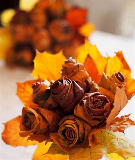 Fall leaf crafts - How to make rose bouquet from maple leaves