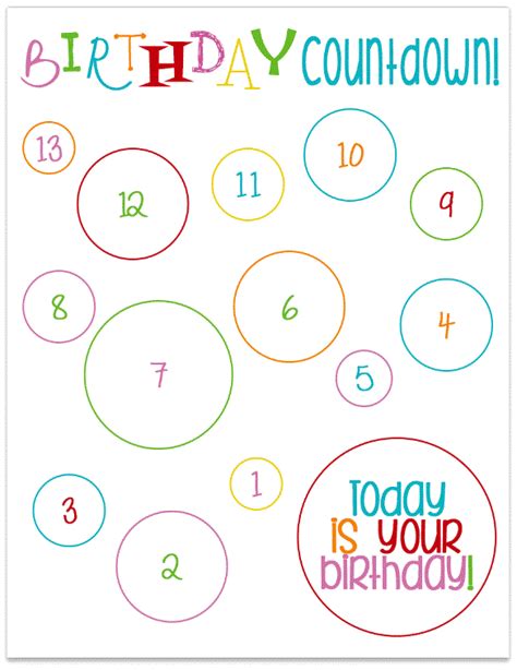 Birthday Advent printable. FREE birthday countdown download! | Birthday ...