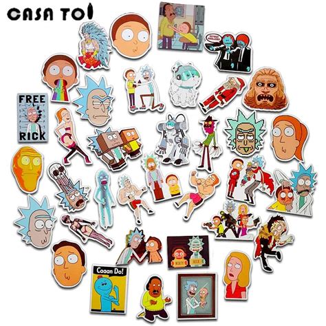 35pcs rick and morty Sticker wallpaper Decal Motorcycle Fridge Skateboard Doodle Funny Stickers ...