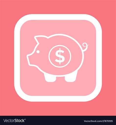 Piggy bank isolated money box icon pink pig Vector Image