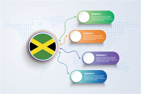 Jamaica Flag with Infographic Design isolated on Dot World map 4154806 ...