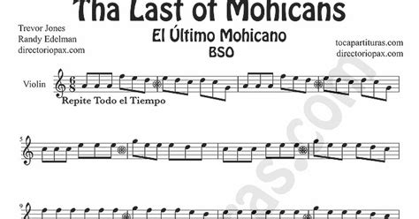 tubescore: The Last of the Mohicans sheet music for Violin Last of Mohicans Soundtrak