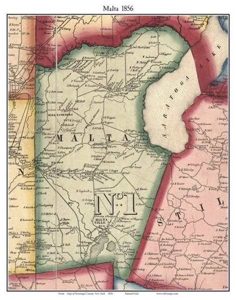 Malta, New York 1856 Old Town Map Custom Print - Saratoga Co. - OLD MAPS