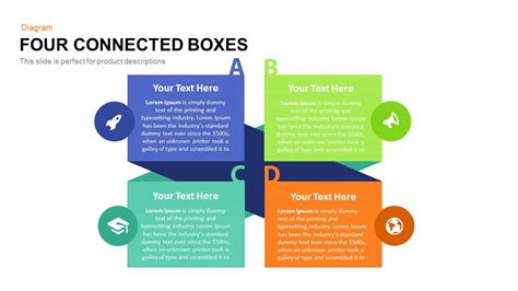 4 Connected Box PowerPoint Template and Keynote Diagram