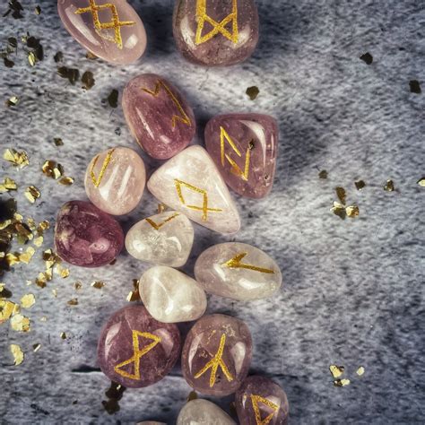 Get A Rose Quartz Stone Set With Elder Futhark Runes For Love ...