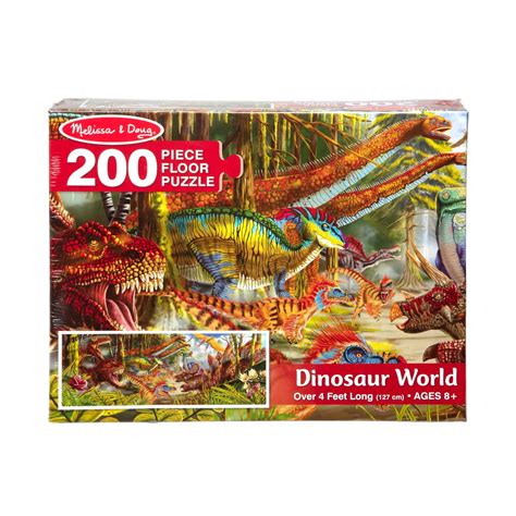 Melissa & Doug Dinosaur World Jumbo Jigsaw Floor Puzzle (200 pcs, over 4 feet long) - Walmart.com