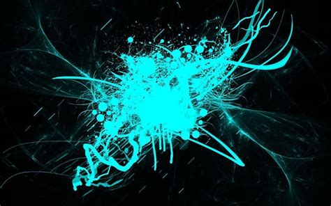 Download Cool Cyan Neon Splash Art Wallpaper | Wallpapers.com