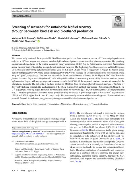 (PDF) Screening of seaweeds for sustainable biofuel recovery through sequential biodiesel and ...