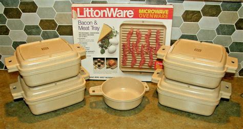 Vintage LITTONWARE 10 Piece Microwave Cookware Dish Set Divided Lids ...