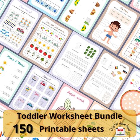 Worksheets for Kids Preschool Workbook Toddler Learning - Etsy