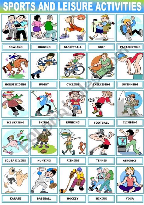 SPORTS AND LEISURE ACTIVITIES -PICTIONARY - ESL worksheet by Katiana