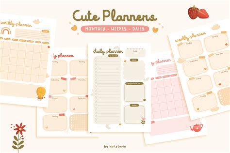 Cute Planners - Monthly, Weekly, Daily Graphic by hai.starin · Creative ...