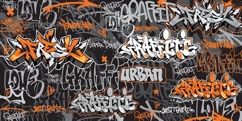 Vector illustration of graffiti background. Seamless Graffiti Art ...
