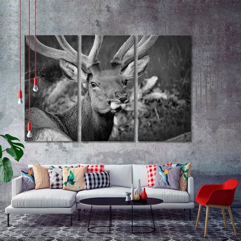 Black White Animals Canvas Art BW Deer Wall Deco BW Deer - Etsy