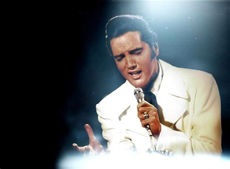 Elvis Presley performing 'If I Can Dream' during filming of the NBC-TV ...