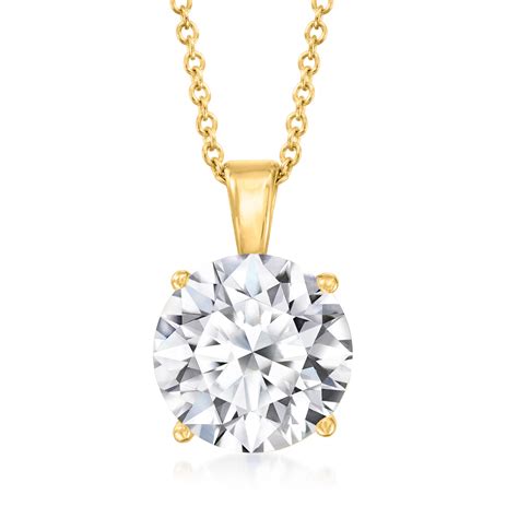 3.00 Carat Lab-Grown Diamond Solitaire Necklace in 14kt Yellow Gold ...