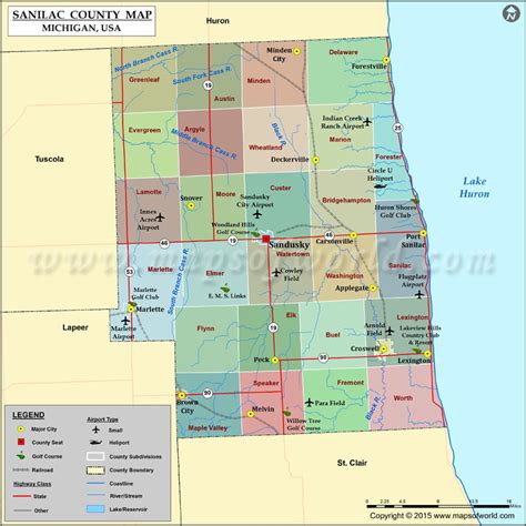 Sanilac County Map, Michigan