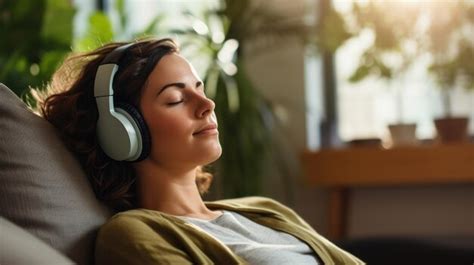 Premium AI Image | A woman wearing headphones engrossed in listening to music