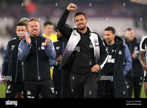 Newcastle United assistant manager Jason Tindall celebrates following ...