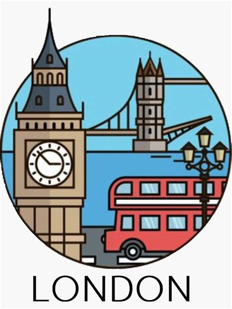 London Cartoon Design Sticker by Julitortellini | London drawing, London artwork, London travel ...