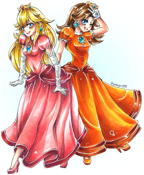 Peach and Daisy by madsketchbook on DeviantArt