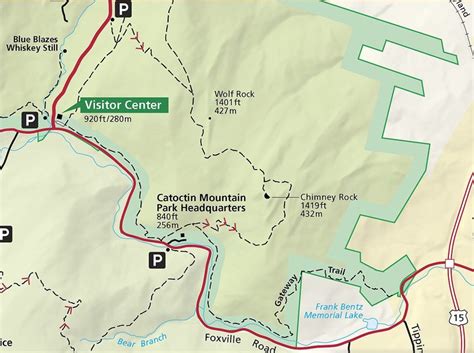 Trail map of Chimney Rock Area.