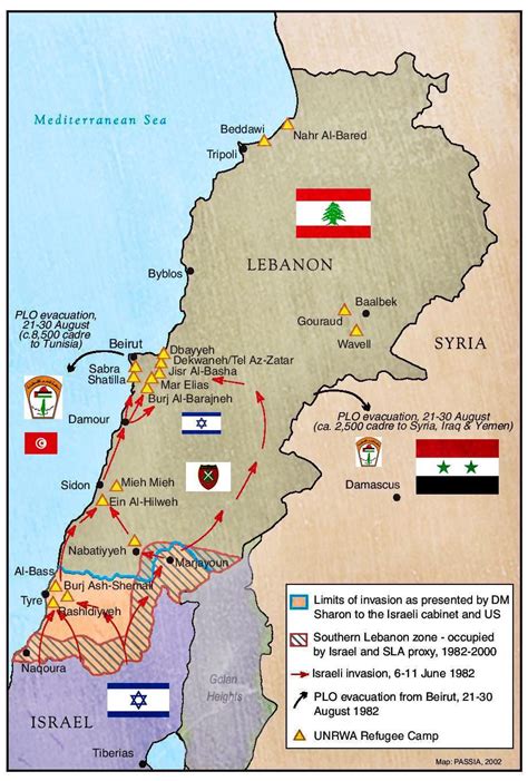 1982: Israel invades Lebanon to defeat the PLO : r/MapPorn