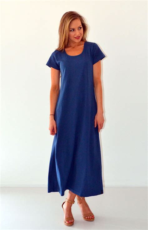 Organic Cotton T-Shirt Dress | Women's Denim Blue Organic Cotton Short Sleeve Dress | Smitten ...