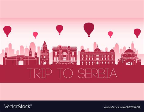 Serbia famous landmarks silhouette style Vector Image