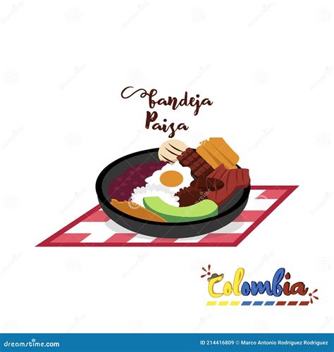 Isolated bandeja paisa stock vector. Illustration of delicious - 214416809