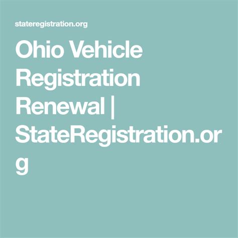 Ohio Vehicle Registration Renewal | StateRegistration.org in 2020 | Registration, Renew, Utah