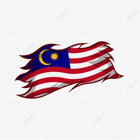 Vector Illustration Of Malaysian Flag With Torn Ornament, Malaysian ...