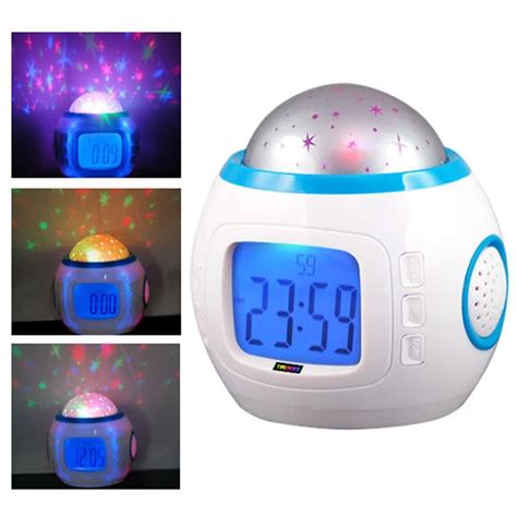 Colorful Star Children Alarm Clocks Room Night Light Clock Projector Lamp Alarm Clock With ...