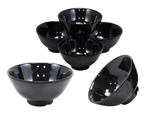 Contemporary Black Melamine Round Bowls 8oz For Rice Soup Salad Sauce Set Of 6 - Walmart.com ...