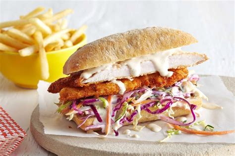 Chicken schnitzel Caesar sandwich