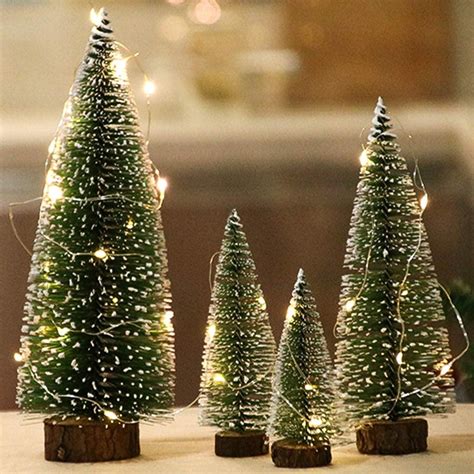 VIVEFOX Mini Christmas Tree Set with LED Lights, Snowy Indoor ...