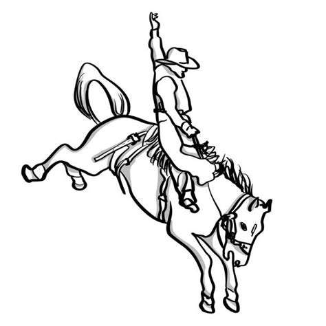 Cowboy Riding Bucking Horse Drawing Illustrations, Royalty-Free Vector ...