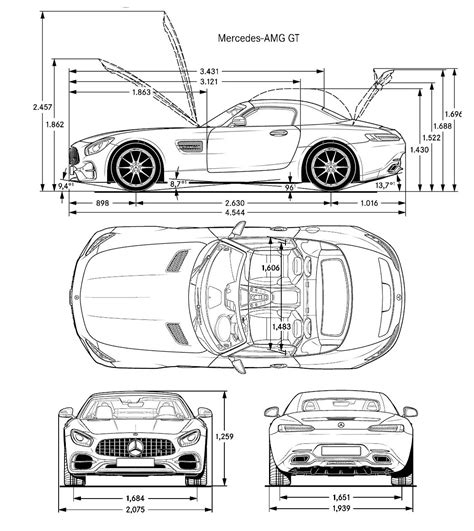 Mercedes AMG GT Roadster 2017 Blueprint - Download free blueprint for 3D modeling