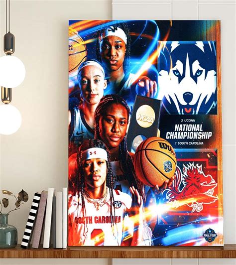 National Championship South Carolina vs UCONN Huskies March Madness Poster Canvas - REVER LAVIE