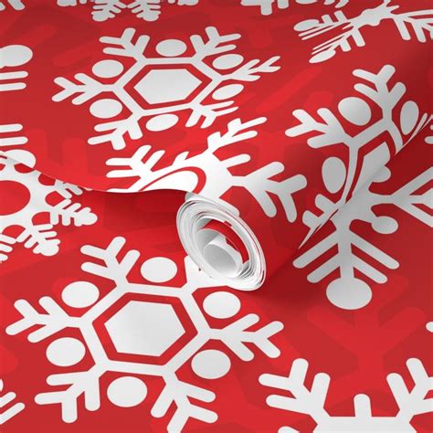 Christmas Holiday Snowflakes Red and Wallpaper