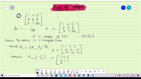 Rank of Matrix example 3 - YouTube