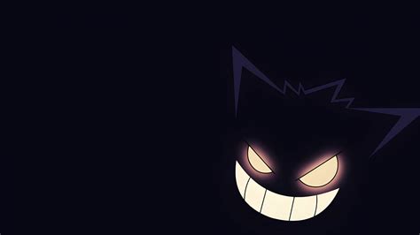 Pokemon Gengar with Glowing Eyes Dark Desktop Wallpaper in 4K