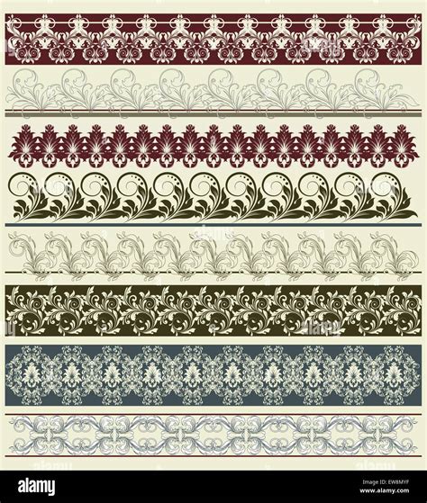 Vintage border elements with ornate elegant retro abstract floral ...