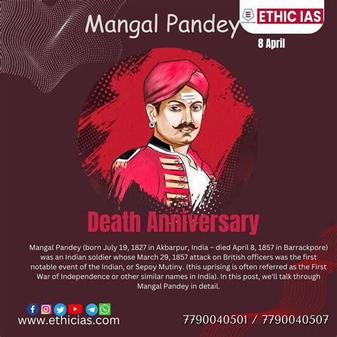 Mangal pandey Death anniversary : 8th April - ETHIC